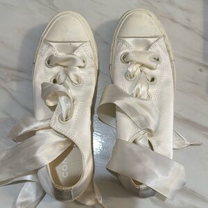 Satin ribbon laced converse sneakers